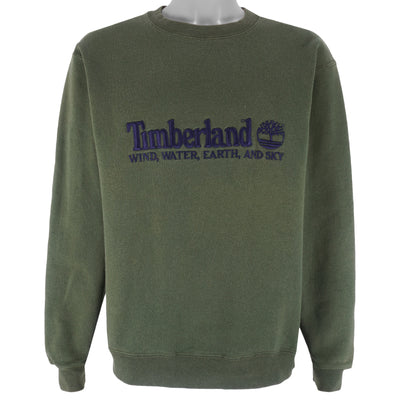 Timberland - Green Wind Water Earth and Sky Crew Neck Sweatshirt 1990s Medium