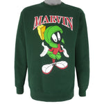 Looney Tunes - Marvin The Martian Embroidered Crew Neck Sweatshirt 1990s Large Vintage Retro