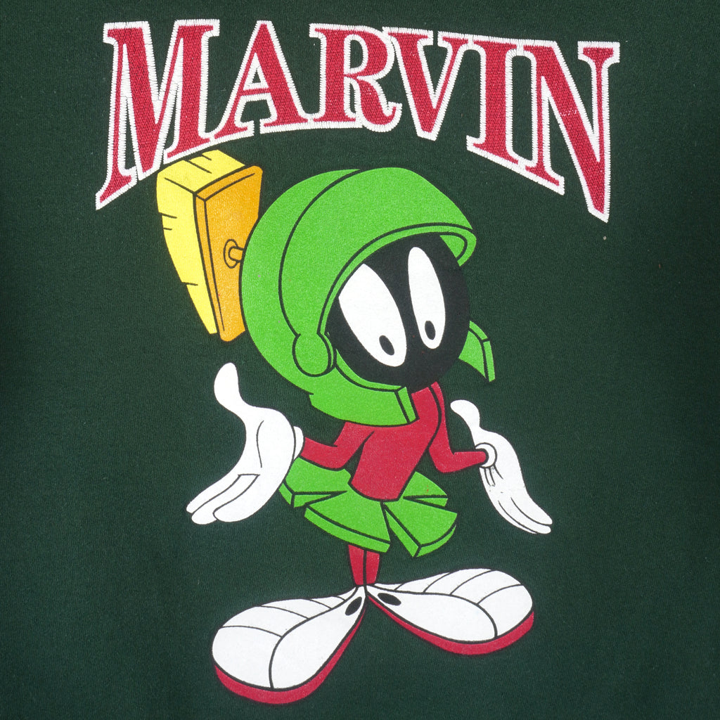 Looney Tunes - Marvin The Martian Embroidered Crew Neck Sweatshirt 1990s Large Vintage Retro