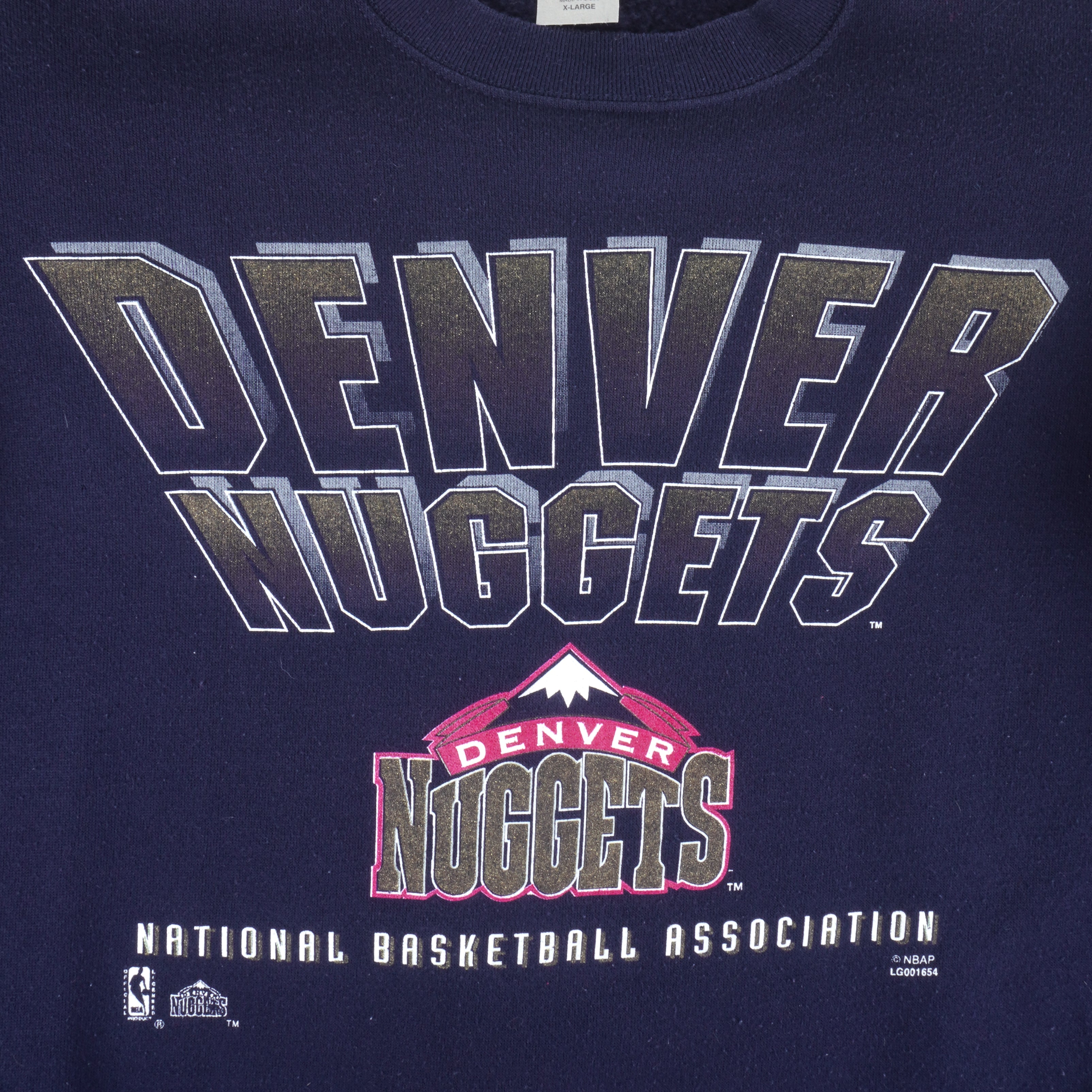 NBA (Competitor) - Denver Nuggets Crew Neck Sweatshirt 1990s X-Large Vintage Retro Basketball