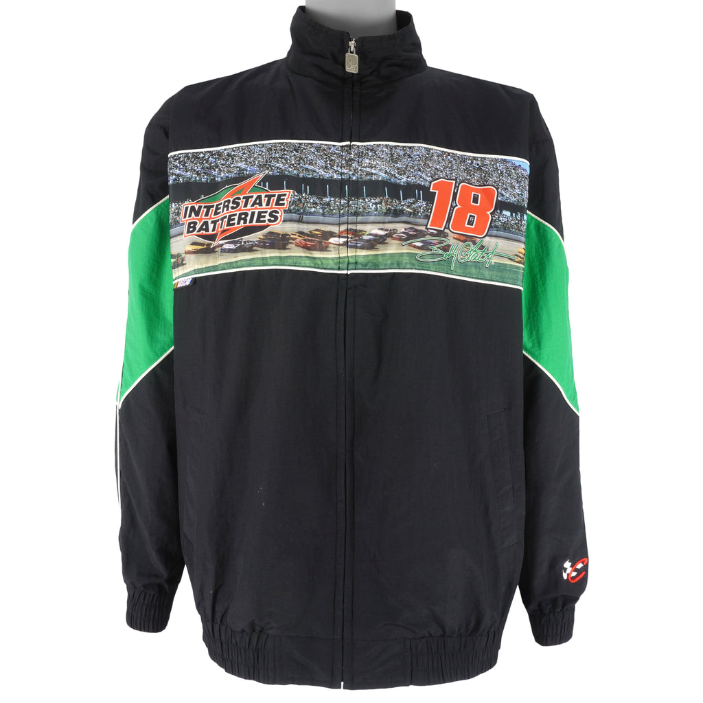 NASCAR (Chase) - Interstate Batteries Bobby Labonte No.18 Zip-Up Windbreaker 1990s Large Vintage Retro