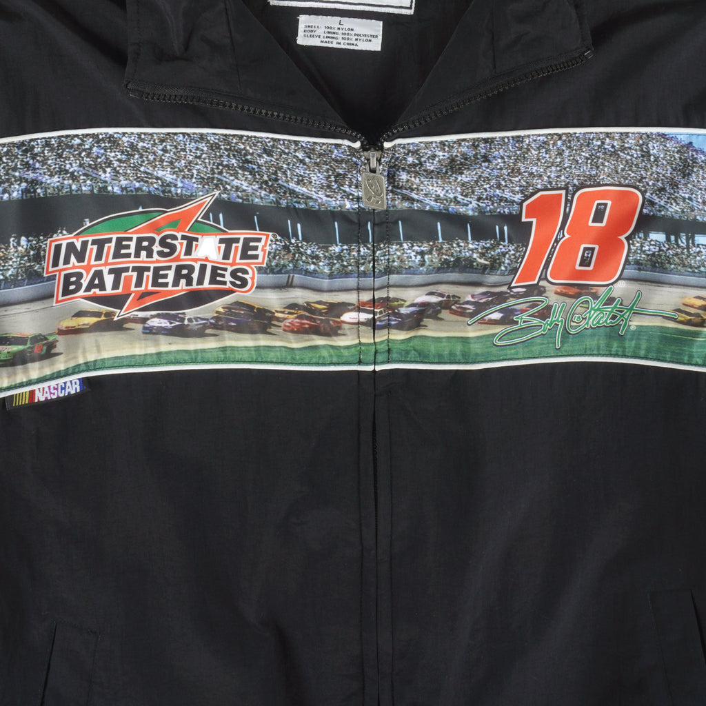NASCAR (Chase) - Interstate Batteries Bobby Labonte No.18 Zip-Up Windbreaker 1990s Large Vintage Retro