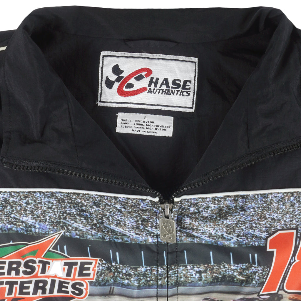 NASCAR (Chase) - Interstate Batteries Bobby Labonte No.18 Zip-Up Windbreaker 1990s Large Vintage Retro