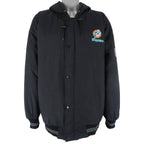 Starter - Miami Dolphins Zip & Button-Up Puffer Jacket 1990s X-Large Vintage Retro Football