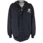Starter - Miami Dolphins Zip & Button-Up Puffer Jacket 1990s X-Large