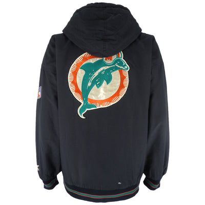 Starter - Miami Dolphins Zip & Button-Up Puffer Jacket 1990s X-Large