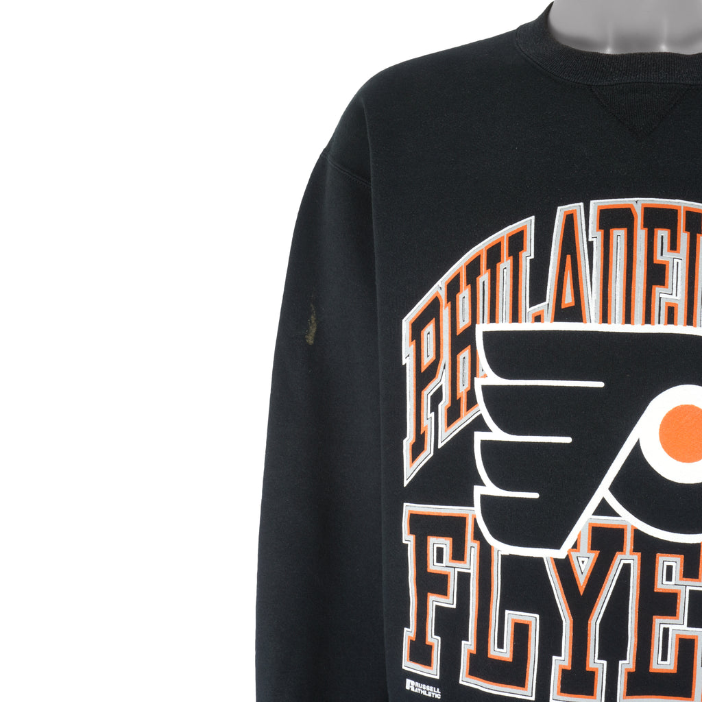 NHL (Russell Athletic) - Philadelphia Flyers Crew Neck Sweatshirt 1990s Large Vintage Retro Hockey