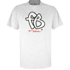 FUBU - Grey Sports Embroidered T-Shirt 1990s Medium Vintage Retro