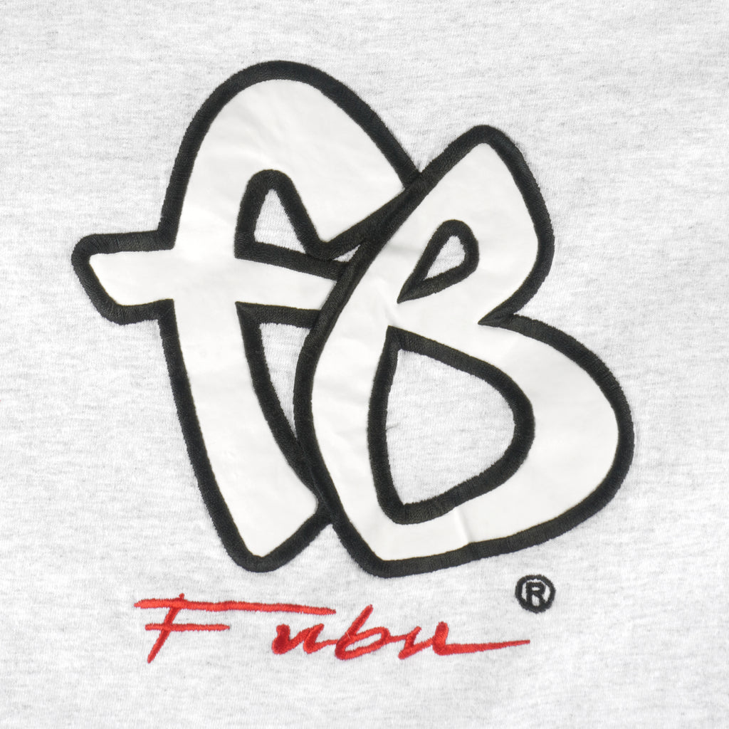 FUBU - Grey Sports Embroidered T-Shirt 1990s Medium Vintage Retro