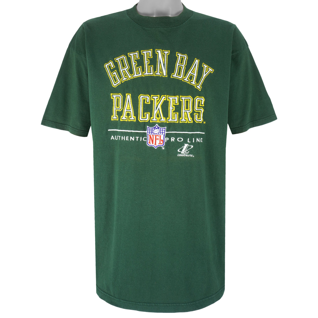 NFL (Logo Athletic) - Green Bay Packers Embroidered T-Shirt 1990s X-Large Vintage Retro Football