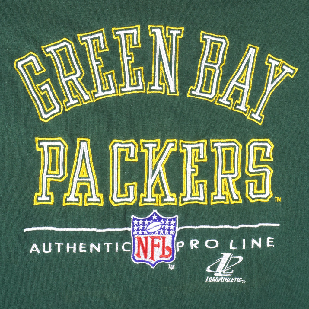 NFL (Logo Athletic) - Green Bay Packers Embroidered T-Shirt 1990s X-Large Vintage Retro Football