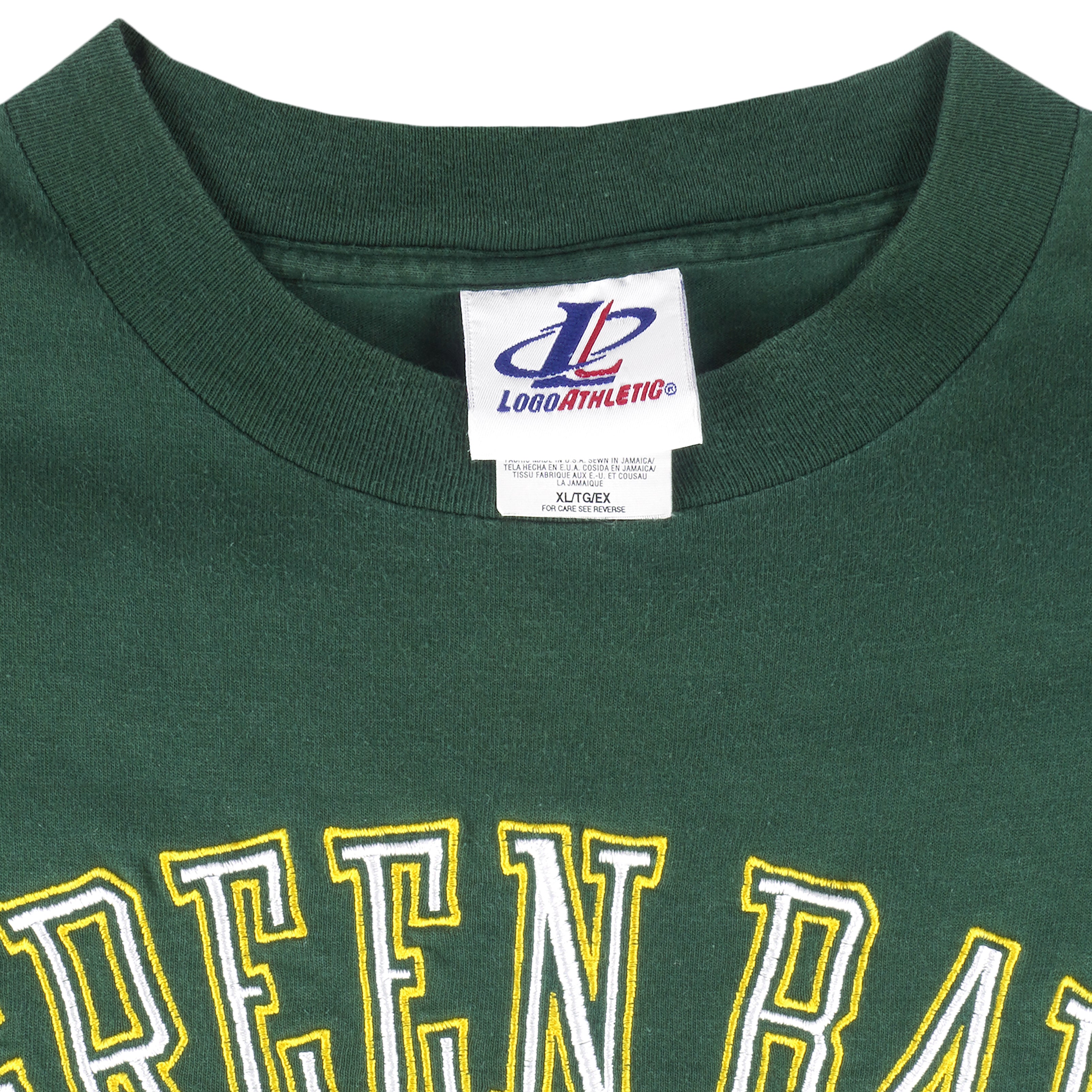 NFL (Logo Athletic) - Green Bay Packers Embroidered T-Shirt 1990s X-Large Vintage Retro Football
