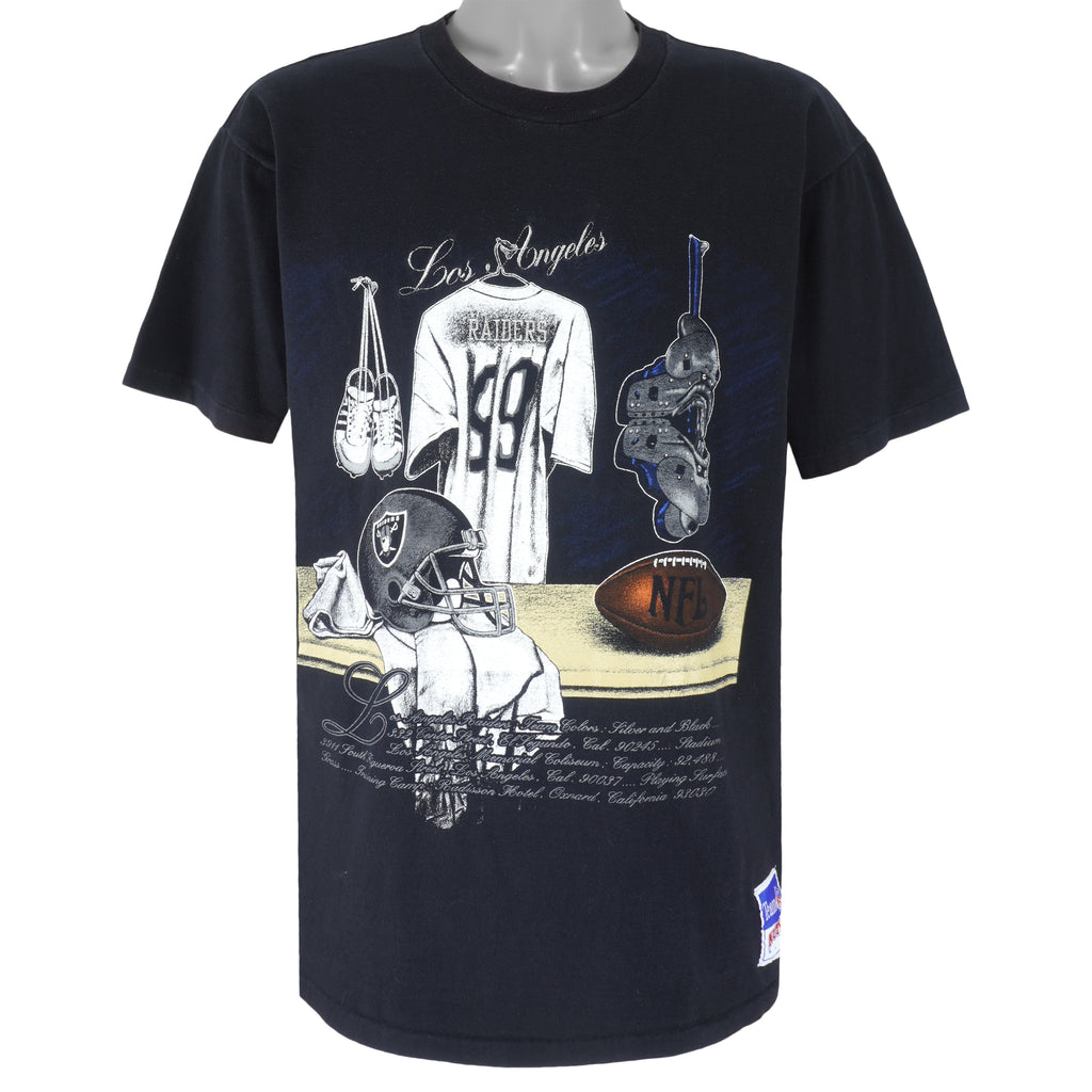 NFL (Nutmeg) - Oakland Raiders Single Stitch T-Shirt 1990s Large Vintage Retro Football