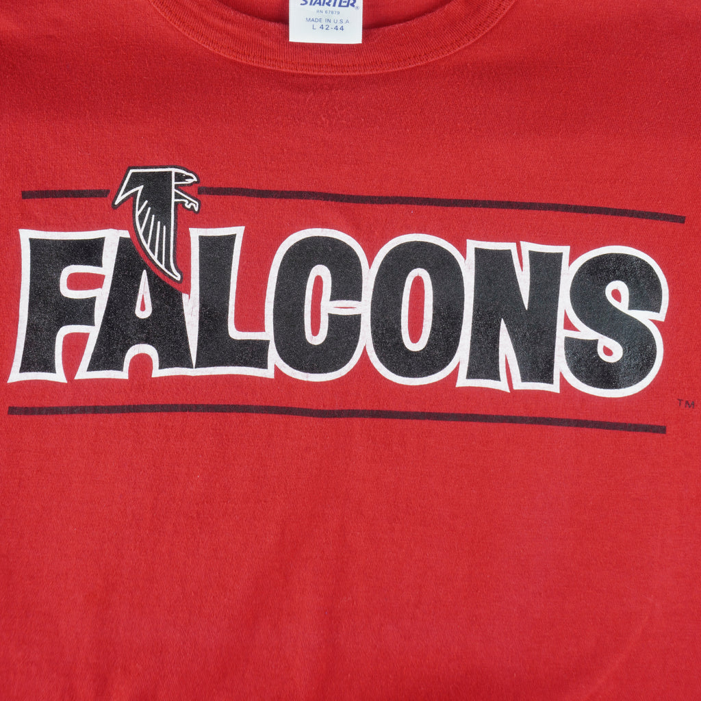 Starter - Atlanta Falcons Big Logo Single Stitch T-Shirt 1990s Large Vintage Retro Football