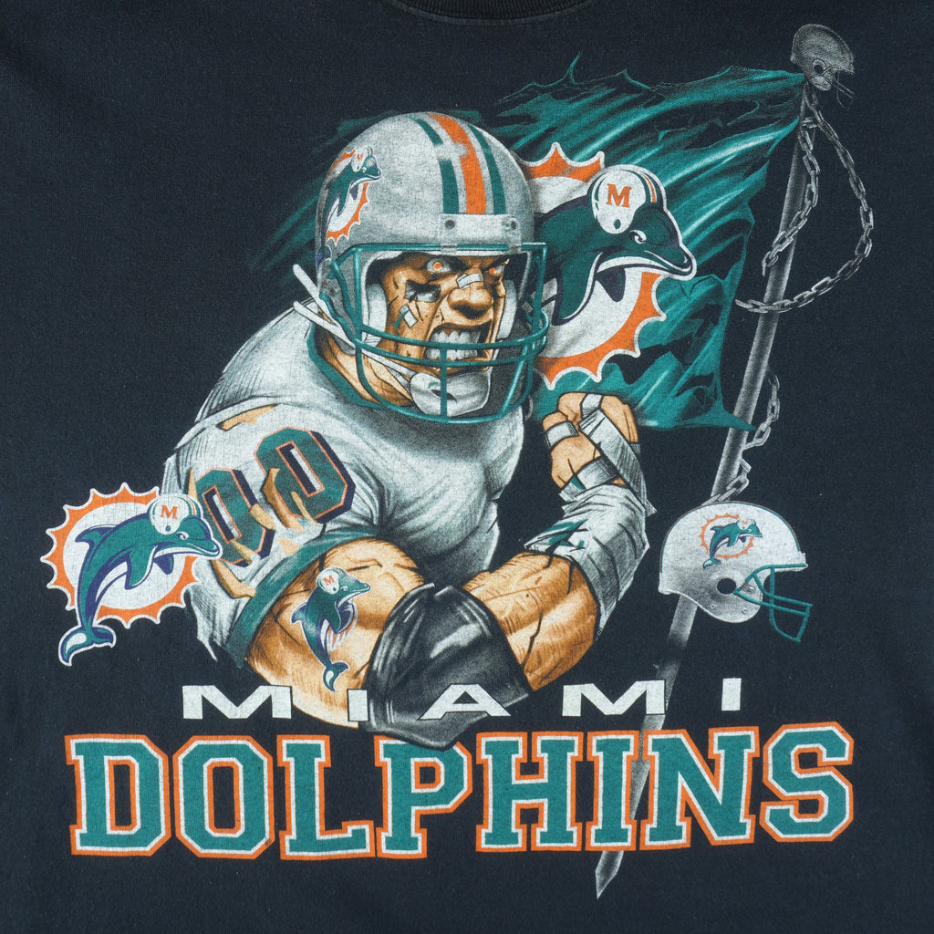 NFL - Miami Dolphins Big Logo T-Shirt 1990s X-Large Vintage Retro Football