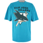 NHL - Blue San Jose Sharks Single Stitch T-Shirt 1990s X-Large