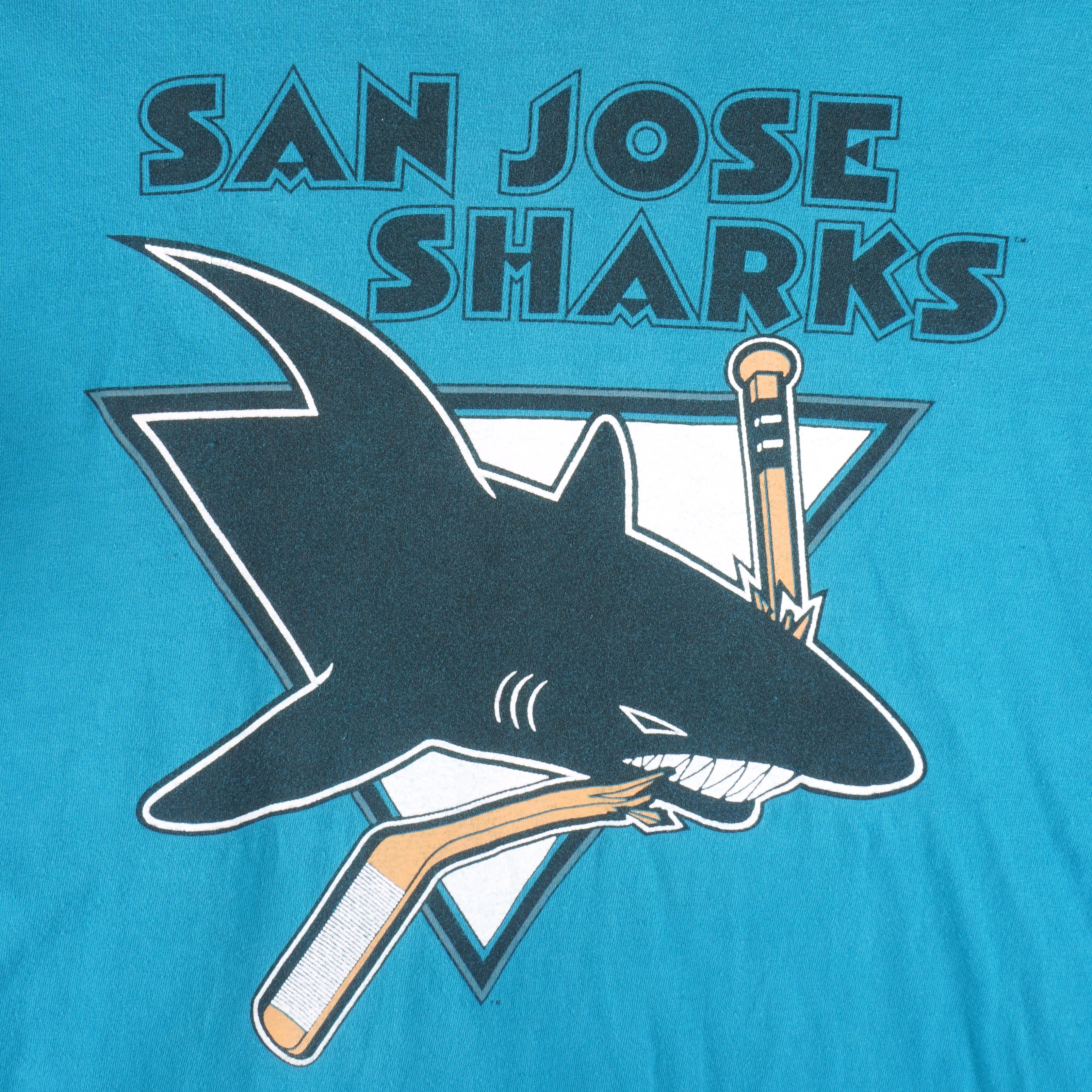 NHL - Blue San Jose Sharks Single Stitch T-Shirt 1990s X-Large Vintage Retro Hockey