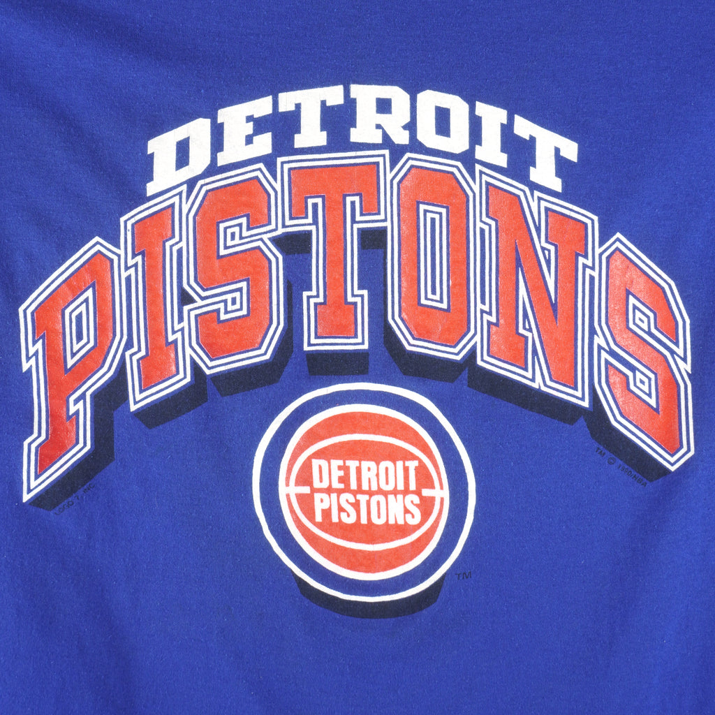NBA (Logo 7) - Detroit Pistons Single Stitch T-Shirt 1990s Large Vintage Retro Basketball