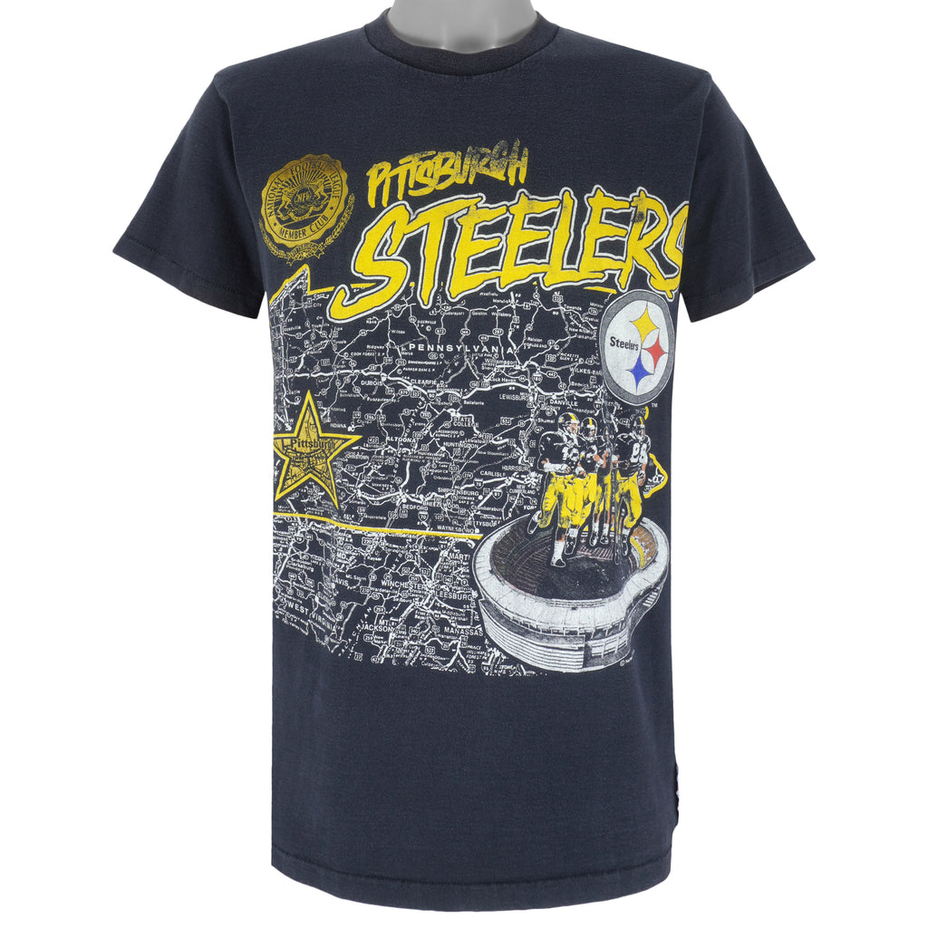 NFL (Nutmeg) - Pittsburgh Steelers Stadium Map Single Stitch T-Shirt 1990s Large Vintage Retro Football