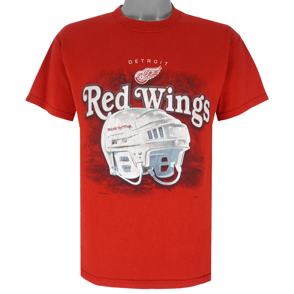 NHL - Detroit Red Wings Helmet T-Shirt 1990s Medium Vintage Retro Hockey