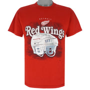 NHL - Detroit Red Wings Helmet T-Shirt 1990s Medium Vintage Retro Hockey