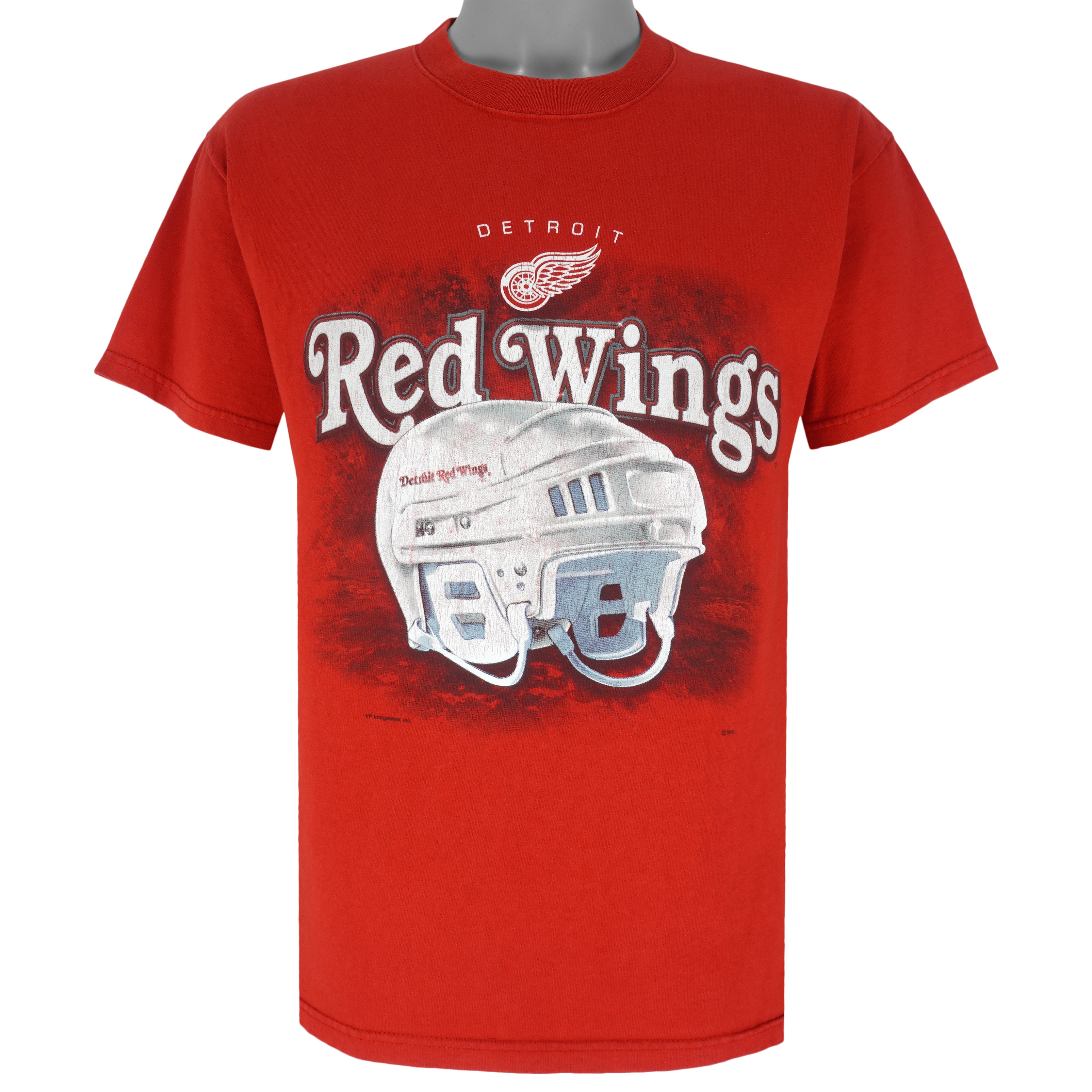 NHL - Detroit Red Wings Helmet T-Shirt 1990s Medium Vintage Retro Hockey