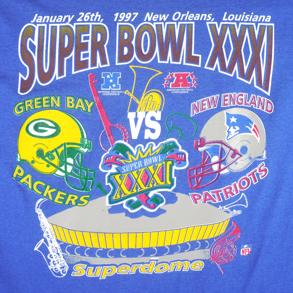 NFL - Packers VS Patriots Super Bowl XXXI Champions New Orleans T-Shirt 1997 X-Large Vintage Retro Football