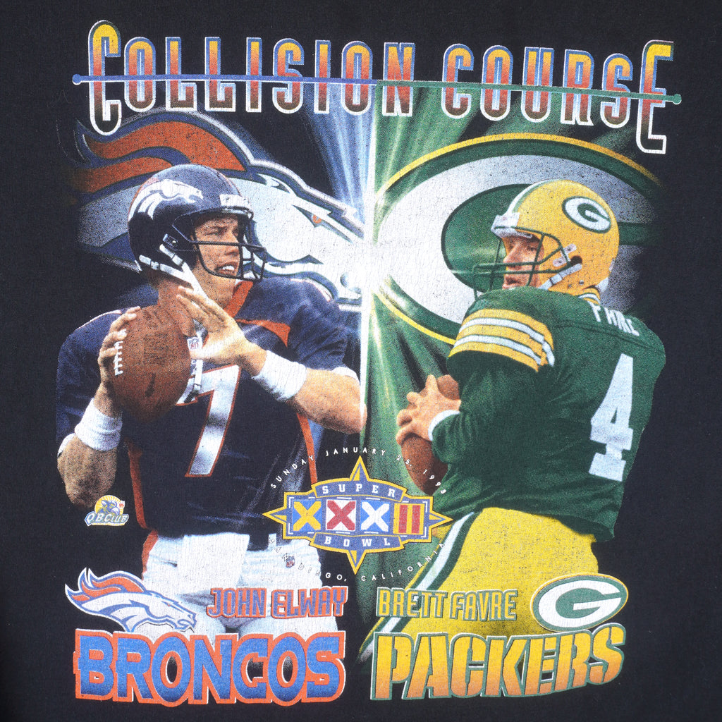 Starter - Broncos John Elway VS Packers Brett Favre Collision Course T-Shirt 1998 X-Large Vintage Retro Football