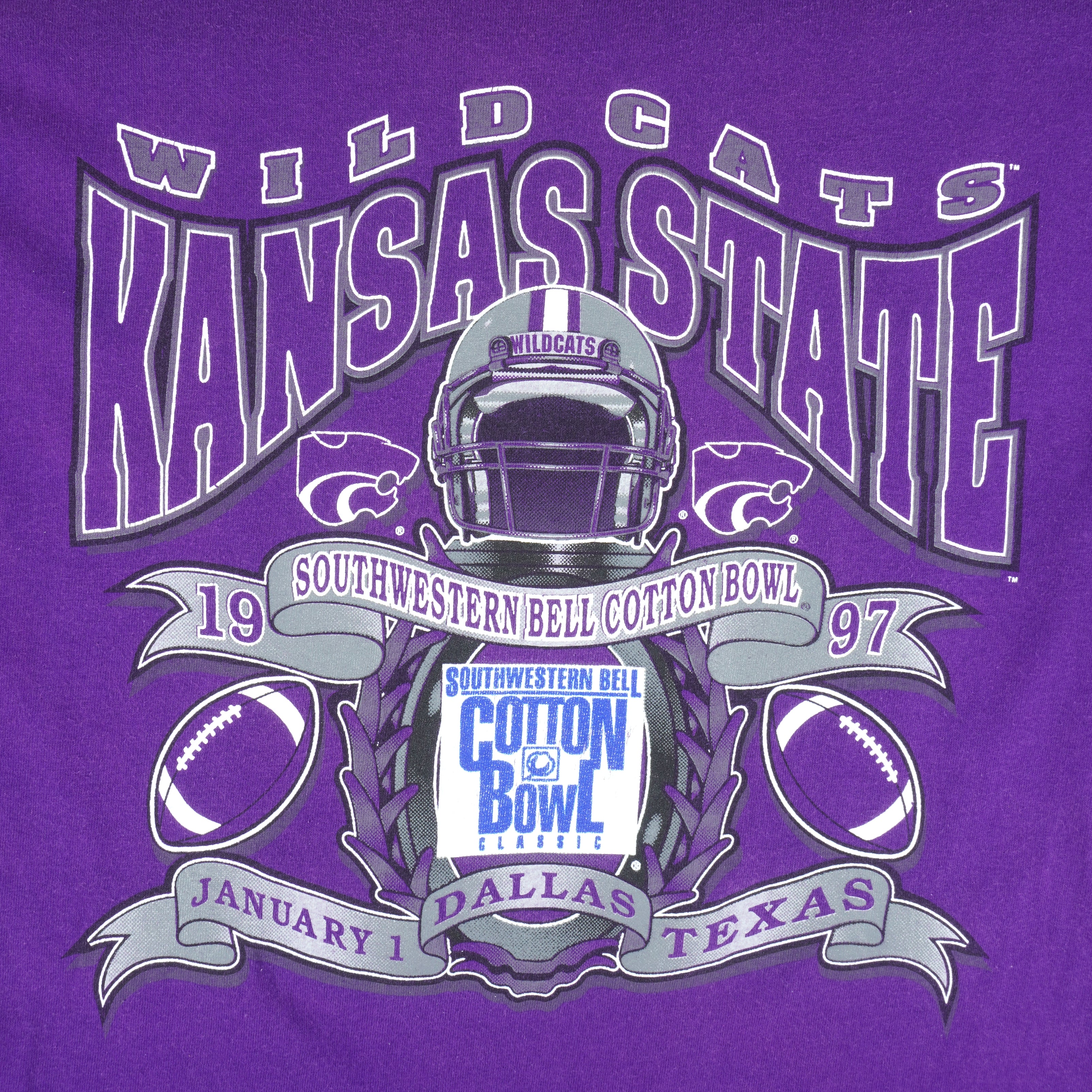 NCAA (Logo 7) - Kansas State Wildcats Cotton Bowl T-Shirt 1997 X-Large Vintage Retro Football College