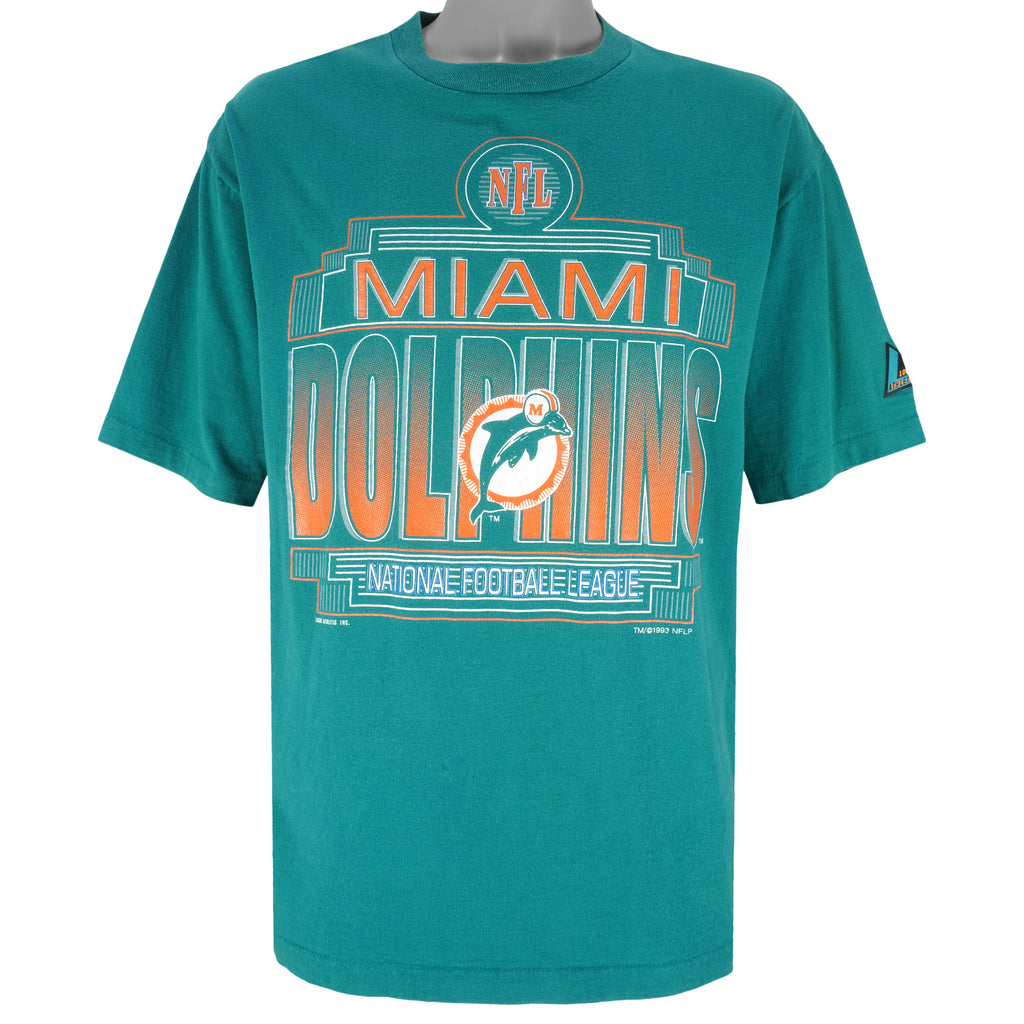 NFL (Logo Athletic) - Miami Dolphins Single Stitch T-Shirt 1993 Large Vintage Retro Football
