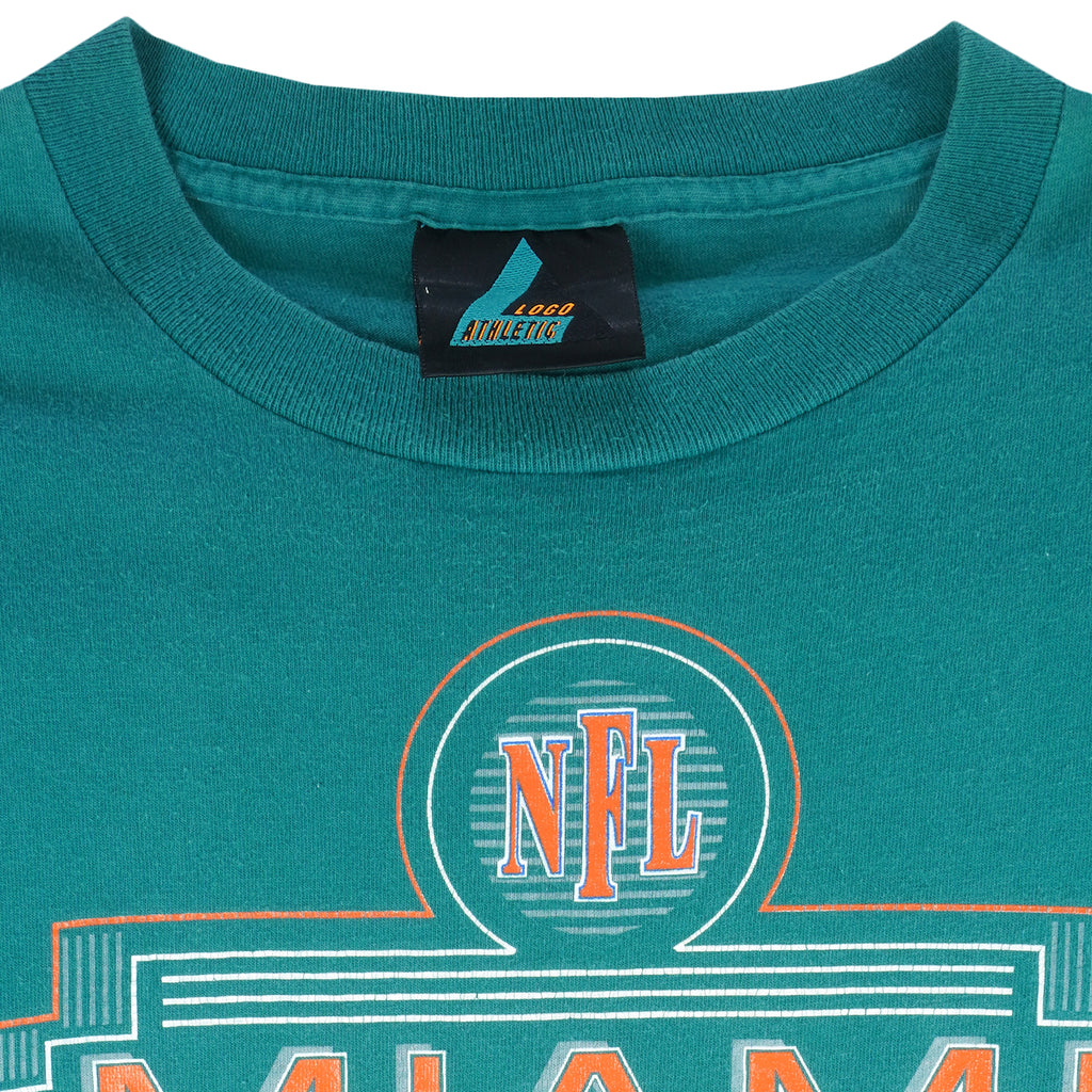 NFL (Logo Athletic) - Miami Dolphins Single Stitch T-Shirt 1993 Large Vintage Retro Football