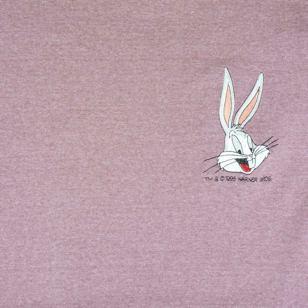 Looney Tunes - Pink Bugs Bunny Embroidered Single Stitch T-Shirt 1995 X-Large Vintage Retro