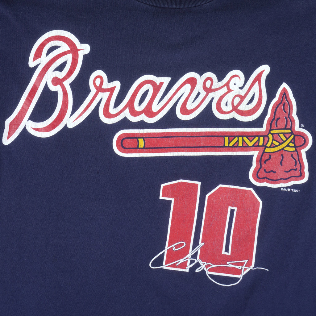 NFL (Dynasty) - Atlanta Braves Chipper Jones #10 T-Shirt 2001 Medium Vintage MLB Baseball