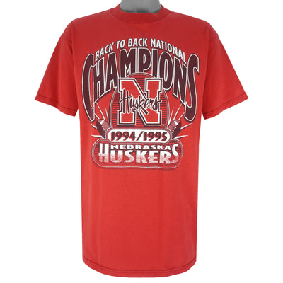 NCAA (Logo 7) - Nebraska Huskers Back to Back Champions T-Shirt 1995 X-Large