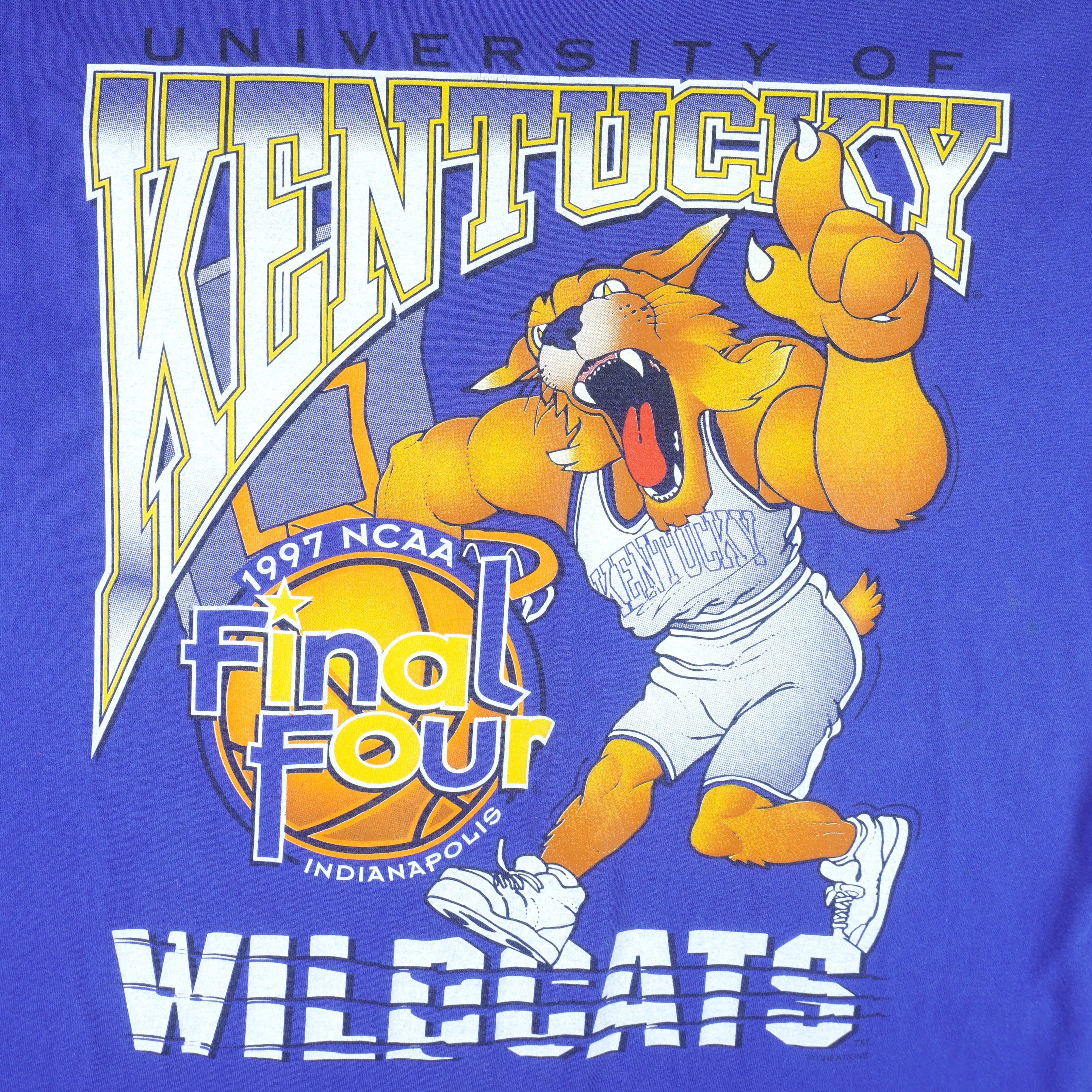 NCAA (Jerzees) - Kentucky Wildcats Final Four T-Shirt 1997 X-Large Vintage College Basketball