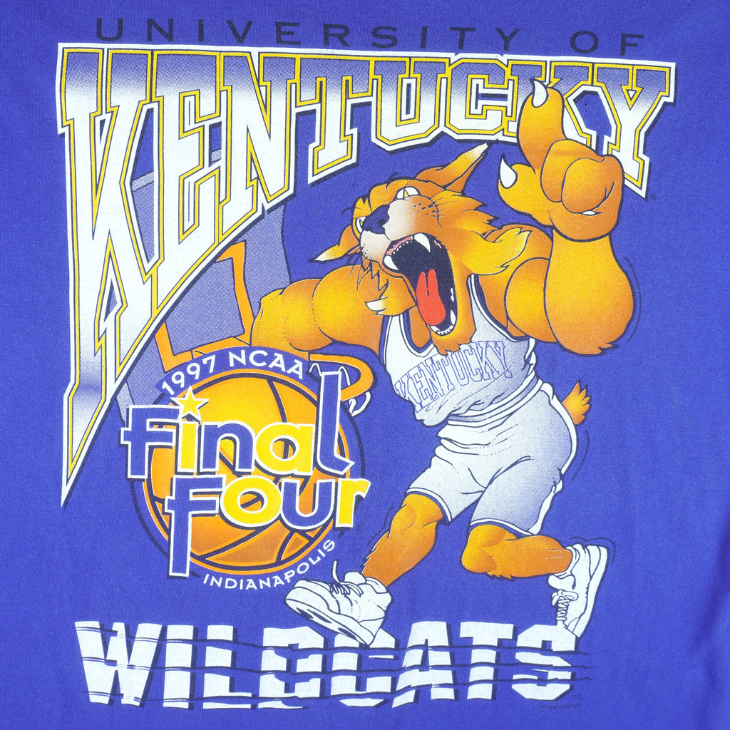 NCAA (Jerzees) - Kentucky Wildcats Final Four T-Shirt 1997 X-Large Vintage College Basketball