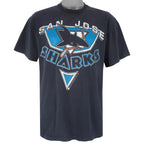 NHL (Bulletin) - San Jose Sharks Spell-Out T-Shirt 1992 Large Vintage Hockey