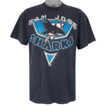 NHL (Bulletin) - San Jose Sharks Spell-Out T-Shirt 1992 Large Vintage Hockey