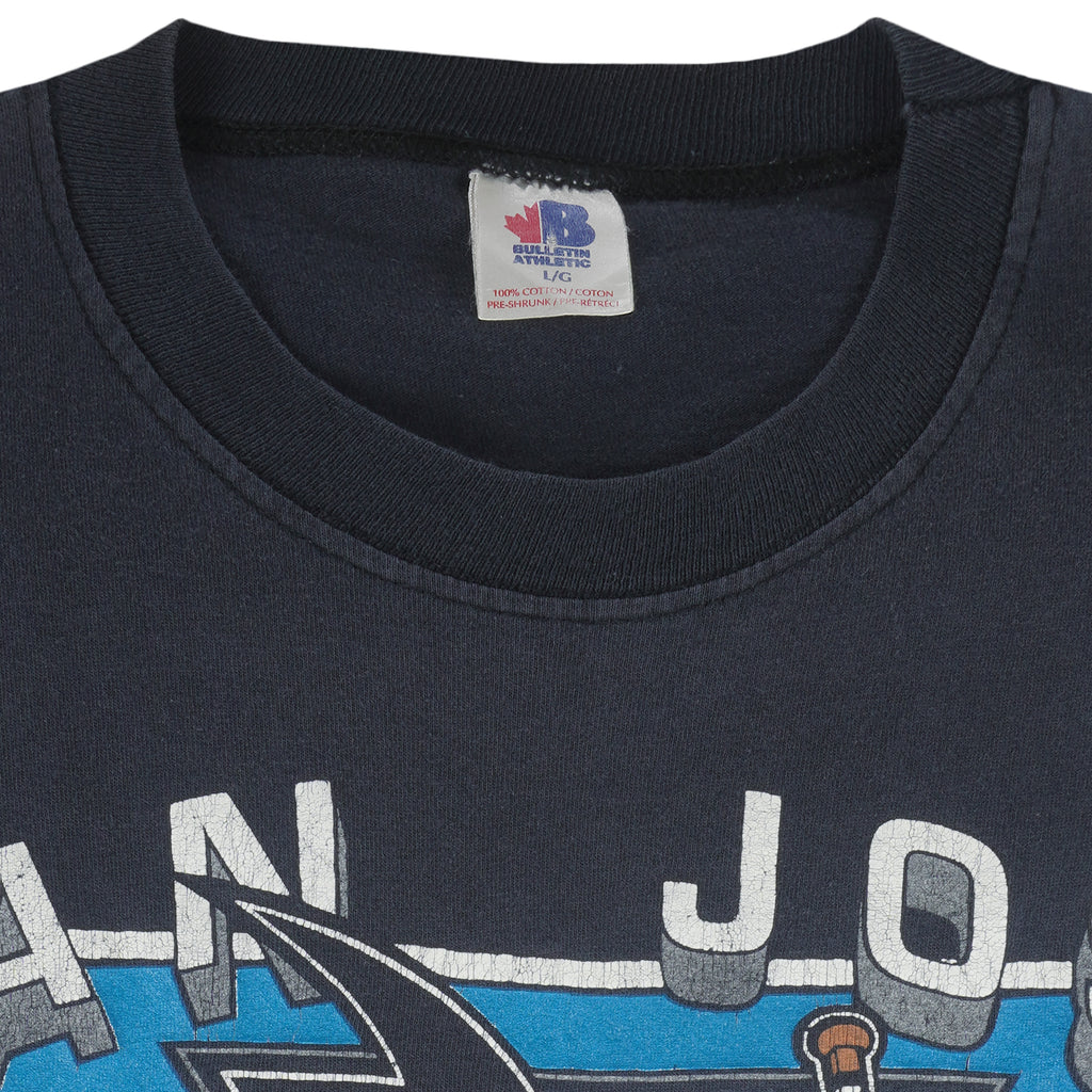 NHL (Bulletin) - San Jose Sharks Spell-Out T-Shirt 1992 Large Vintage Hockey