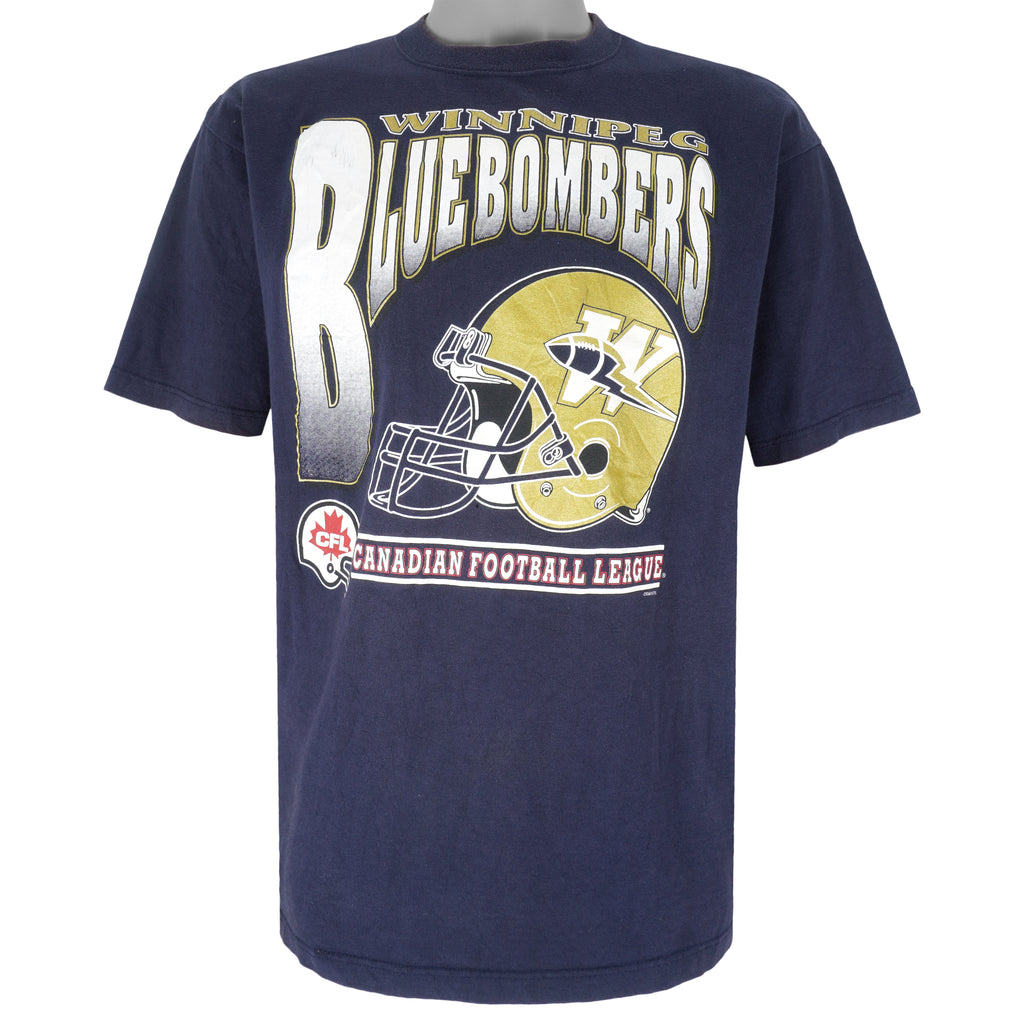 CFL (My Favourite Team) - Winnipeg Blue Bombers Helmet T-Shirt 1990s Medium Vintage Canadian Football