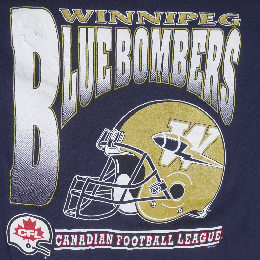 CFL (My Favourite Team) - Winnipeg Blue Bombers Helmet T-Shirt 1990s Medium Vintage Canadian Football