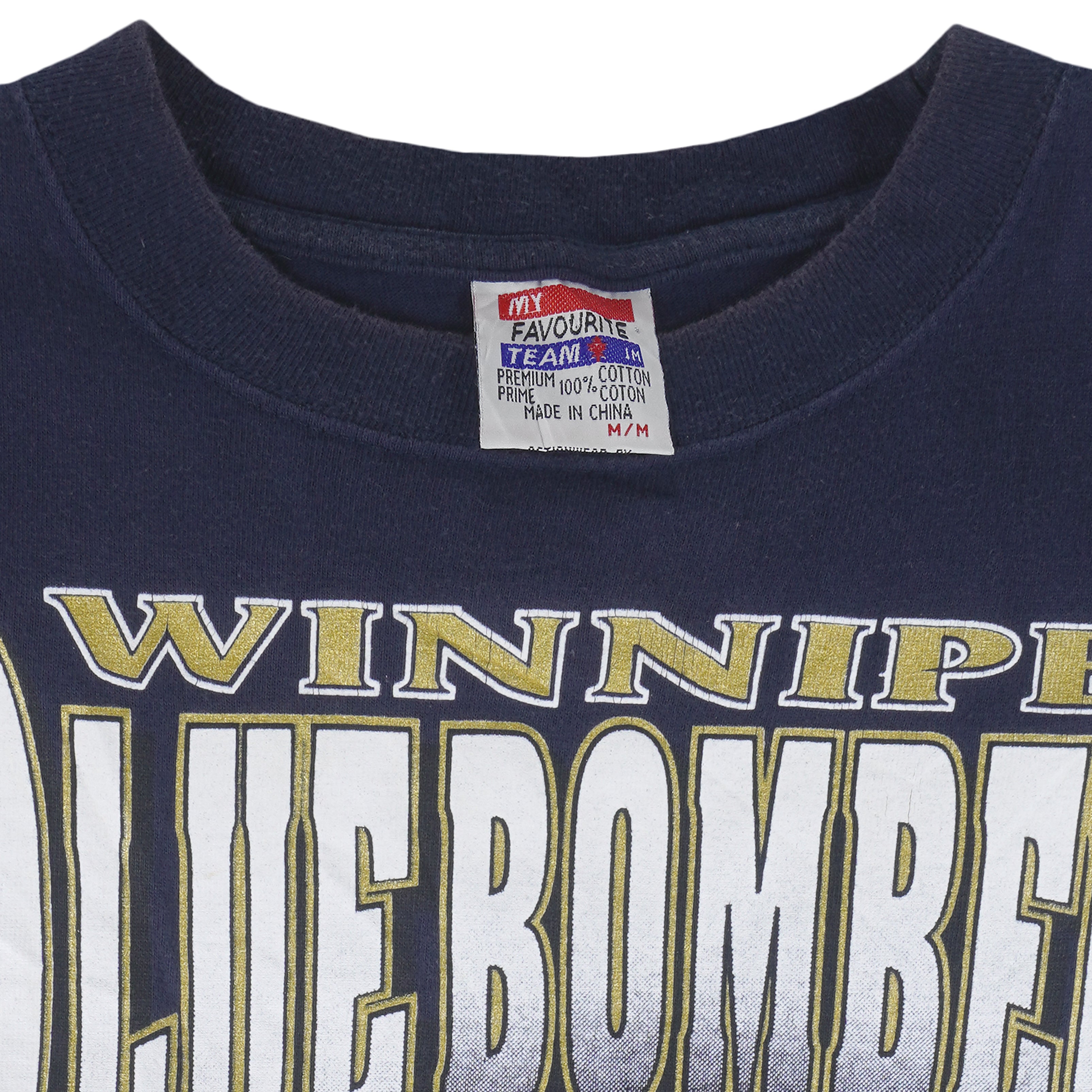 CFL (My Favourite Team) - Winnipeg Blue Bombers Helmet T-Shirt 1990s Medium Vintage Canadian Football