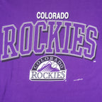 MLB (Logo 7) - Colorado Rockies Single Stitch T-Shirt 1990s Large Vintage Retro Football