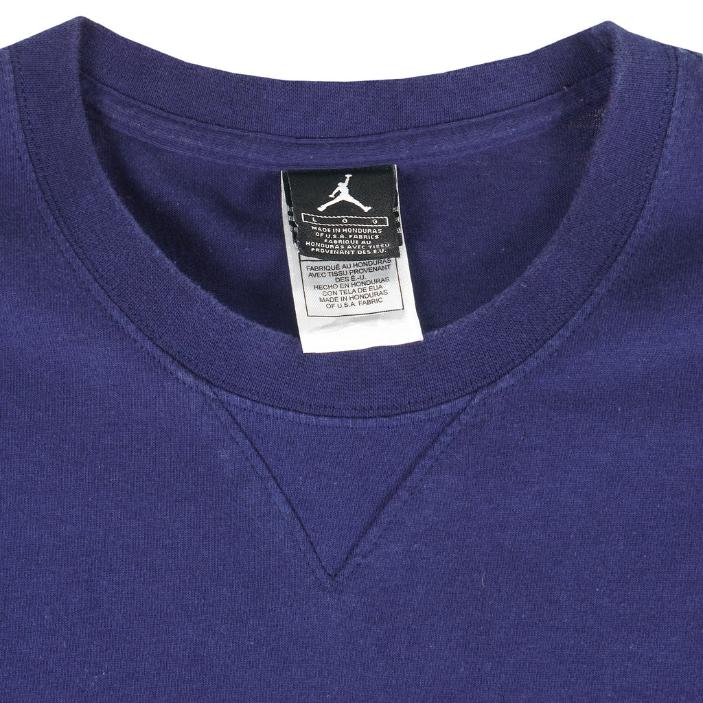 Jordan - Dark Blue Basketball T-Shirt 1990s Large Vintage Retro