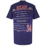 MLB (Pro Player) - Rangers Texas Nolan Ryan Single Stitch T-Shirt 1990s Large Vintage Retro Baseball