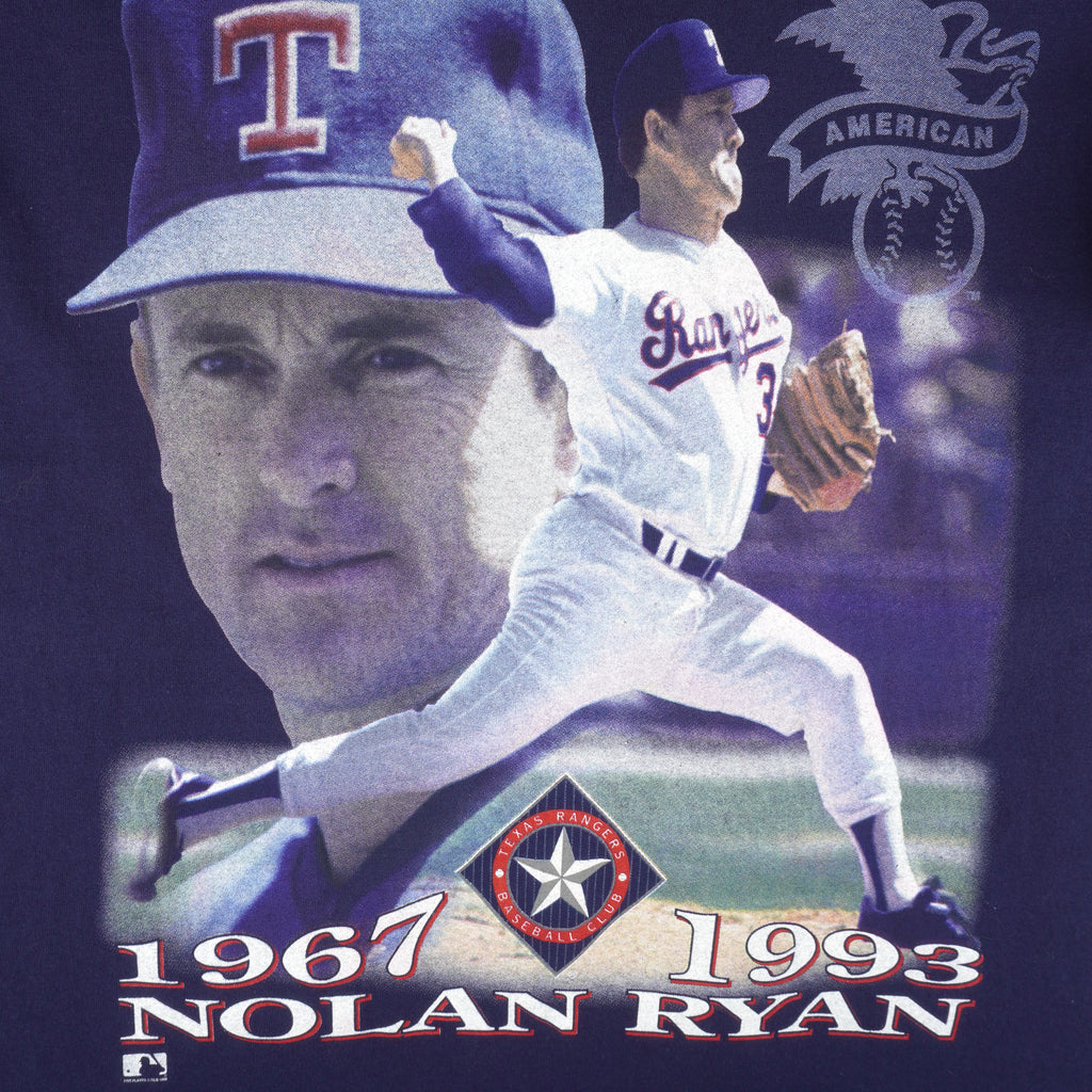 MLB (Pro Player) - Rangers Texas Nolan Ryan Single Stitch T-Shirt 1990s Large Vintage Retro Baseball