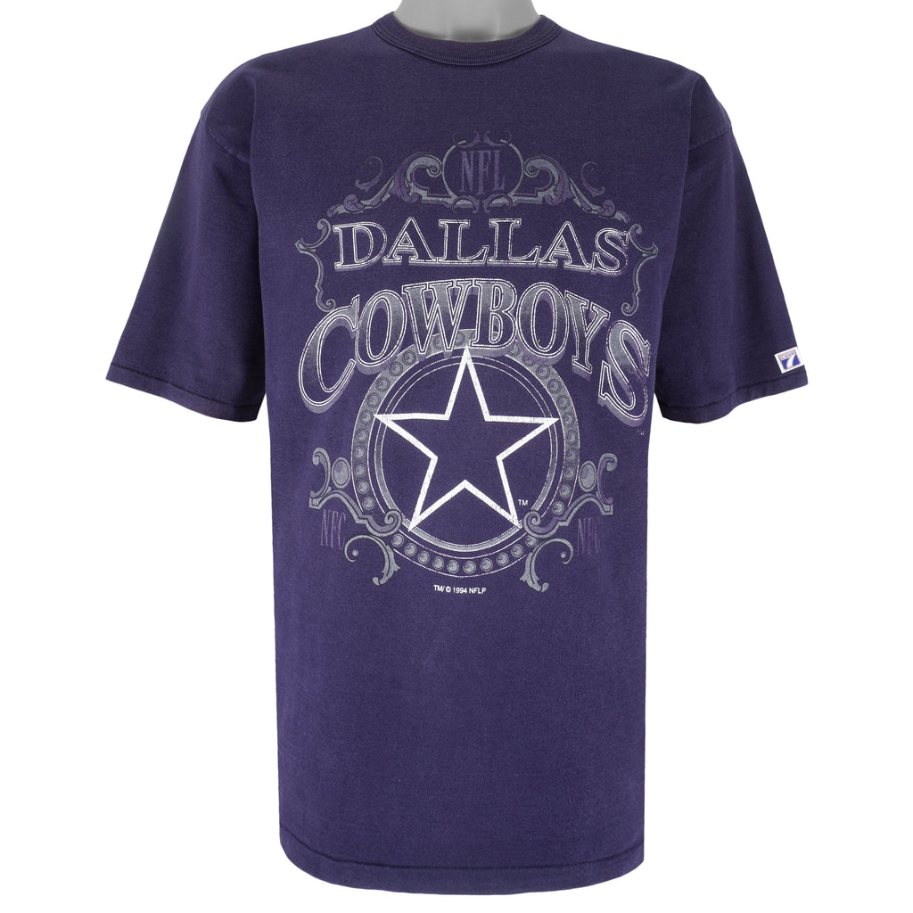 NFL (Logo 7) - Dallas Cowboys Spell-Out T-Shirt 1994 Vintage Football Large