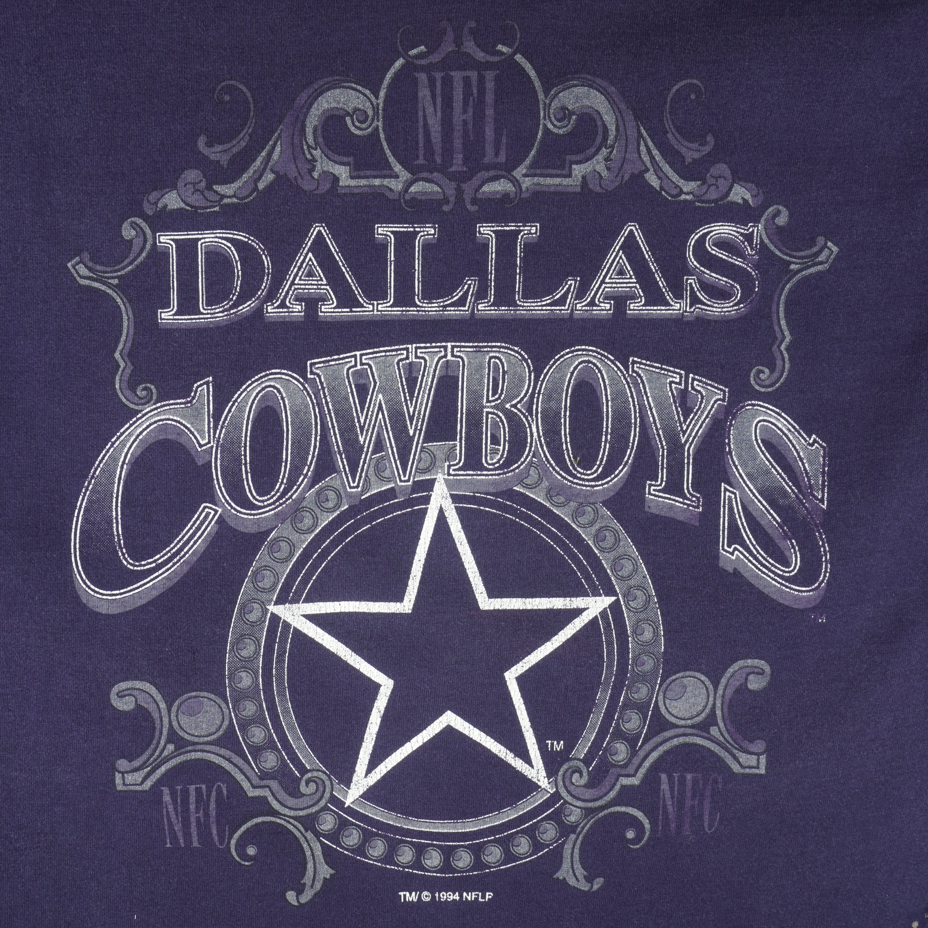 NFL (Logo 7) - Dallas Cowboys Spell-Out T-Shirt 1994 Vintage Football Large