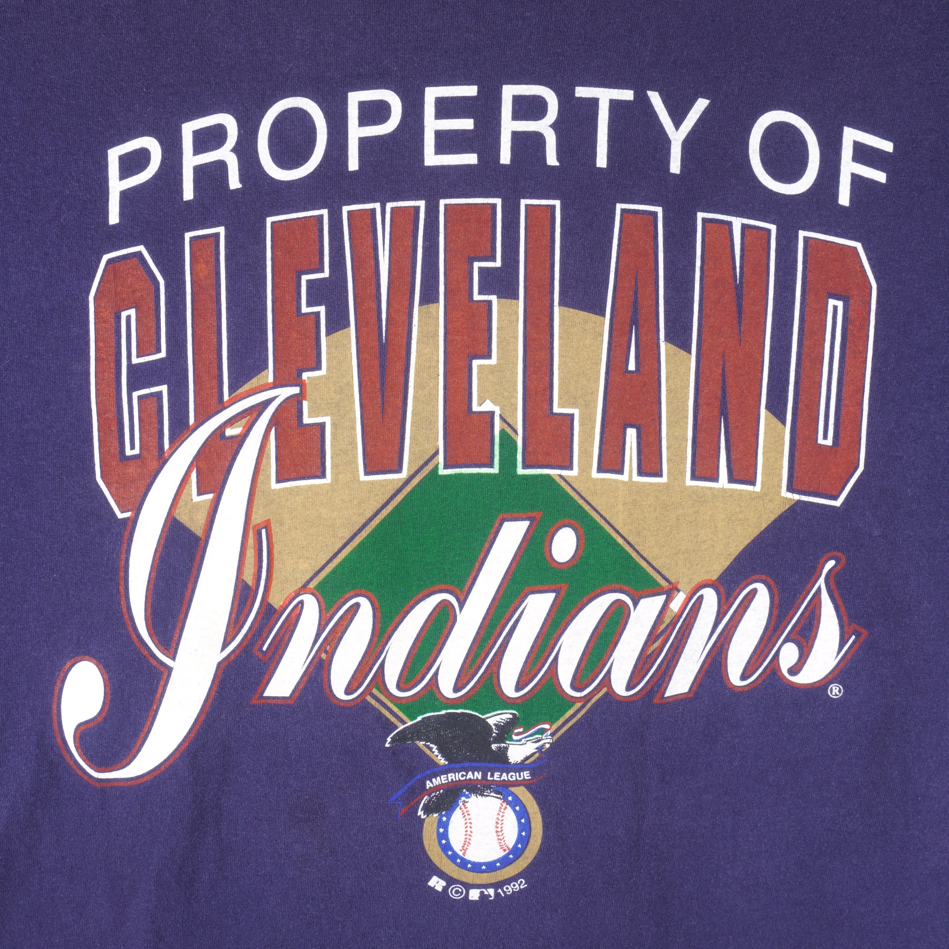 MLB (Russell) - Cleveland Indians Property T-Shirt 1992 X-Large Vintage Retro Baseball