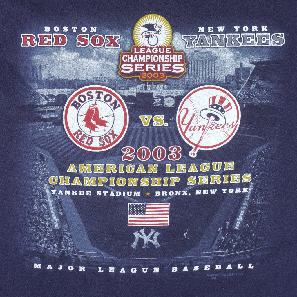 MLB (Majestic) - Red Sox Vs. Yankees AL Championships T-Shirt 2003 Medium Vintage Baseball